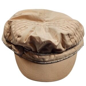 Wallaroo Hat Co. Newsboy Cap Beige "Olivia" W Collection Floral Lining Retired